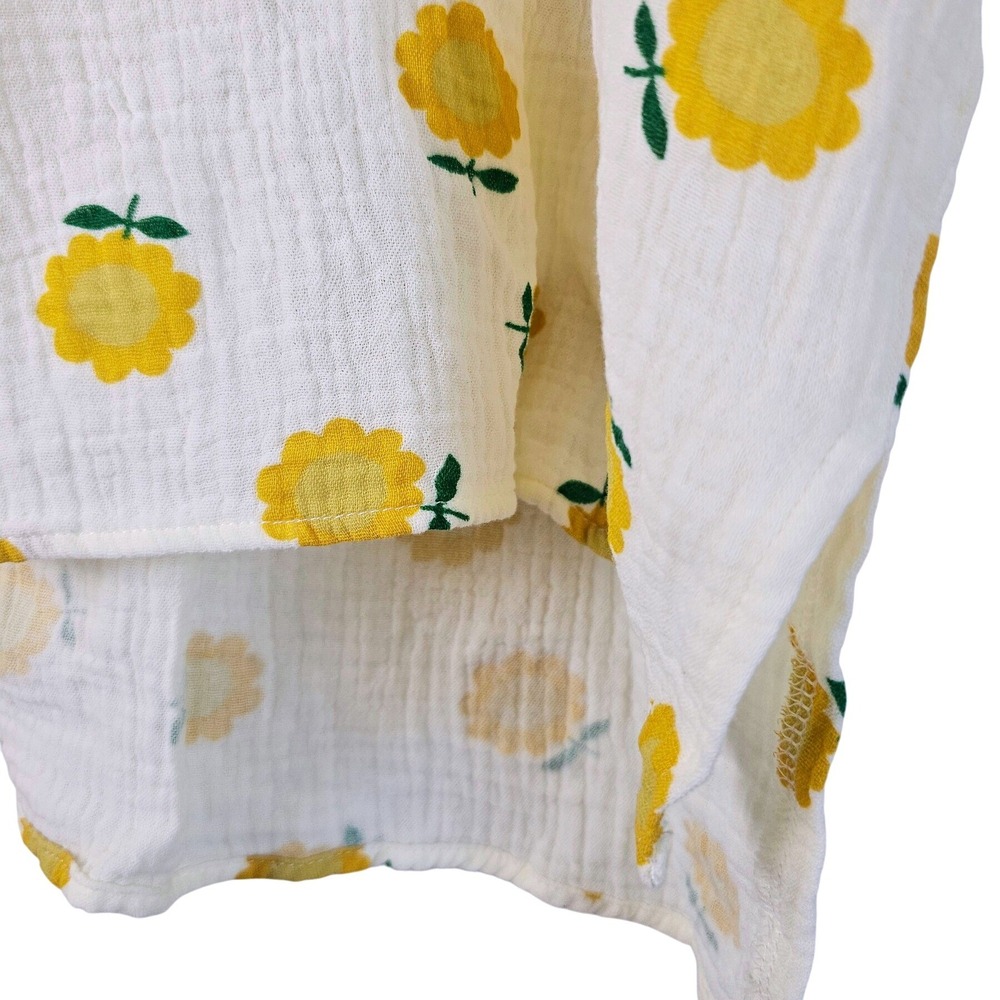 AnnieWear Los Angeles Yellow Floral Cotton Gauze Button Down Shirt XL Street - Picture 4 of 6